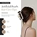 5 PCS Simulated Pearl Hair Claw Clips for Women | Multi-Use Barrettes for Thin Hair with Non-Slip Strong Hold | Barrettes for Thick & Curly Hair Accessories | Flat Claw Clips for Women, Off-White