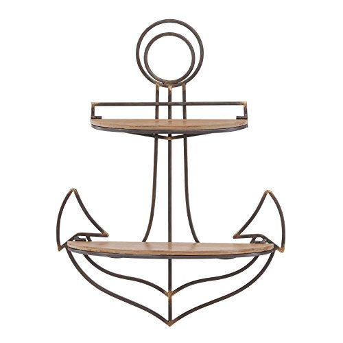 Danya B. Decorative Sturdy Nautical Anchor Wall Shelf for Coastal or Seaside Home - Perfect for Spices, Pictures and Accessories for Beach, Ocean or Boat Decor