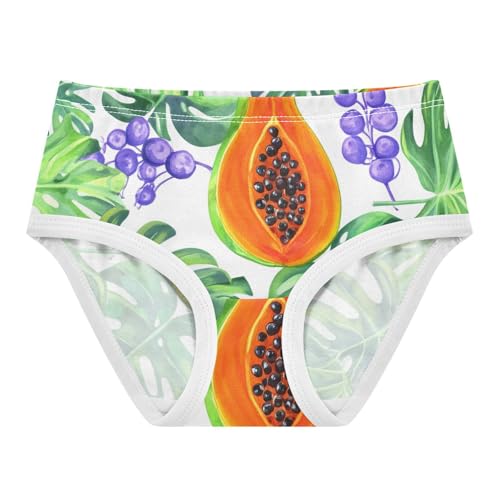 Girls Underwear Toddler 2t Cotton Little Girl Panties Designer Kids Briefs Undies Tropical Papaya Green Palm Leaves