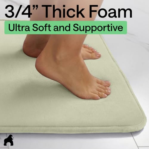 Image of GORILLA GRIP Memory Foam Bath Mat, Soft Absorbent Velvet Bathroom Mats, Durable Dots on Underside, Machine Washable Bathmat, Carpet Rug Room Decor for Shower Tub Floor RV, 48x24 Rugs, Sage
