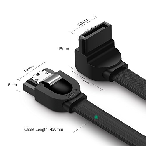 Cabo SATA III da UGREEN de 90 graus, pacote com 3 unidades de 6 Gbps de cabo de dados SSD HDD reto p