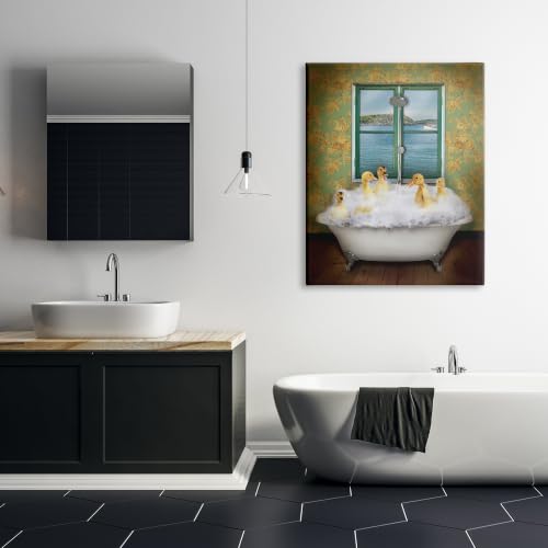 Image of Ducks Bathing Tub Ocean View, 36 x 48 Inch Canvas Wall Art