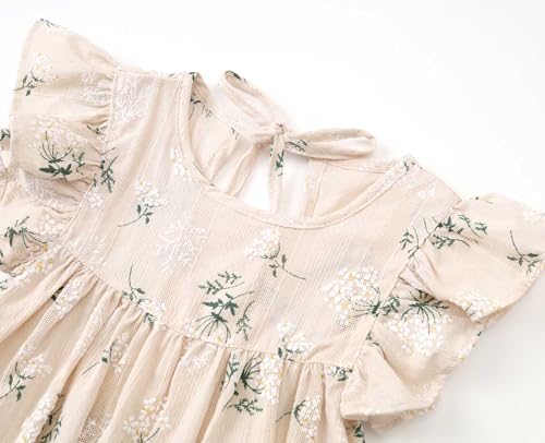 lymanchi Toddler Girl Ruffled Sleeve Dress Cotton Linen Halter Sleeveless Kid Casual Summer Sundress3