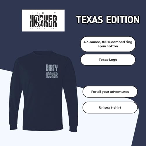 Dirty Hooker Lightweight Long Sleeve Fishing Shirts for Men and Women - Long Sleeve Shirts for Men Texas Logo2