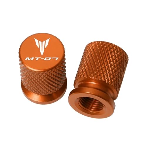 YIJIEBAO Passend for Yamaha MT-07 MT07 Mt 07 Alle Jahre 2017 2018 2019-2025 Motorrad CNC Rad Reifen Ventil Luftanschluss Stem Caps Zubehör(Orange)