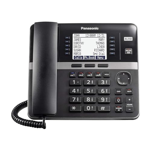 Panasonic Office Phone System, Corded Base Station with 4-Lines Expandable with Up to 10 Compatible Panasonic Business Phones Wirelessly – KX-TGW420B (Black)