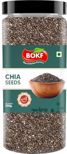 Image of BOKF Chia Seeds Natural & Raw | Rich in Omega-3, Fiber & Protein | Weight Management, Detox Drinks & Healthy Diet Superfood (250 g)