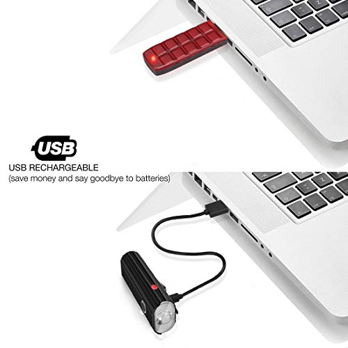 Te-Rich Rechargeable Bike Lights Front and Back - Ultra Bright Bicycle Headlight and Taillight Set, Quick Release Cycling Flashlight, Road/Mountain/City Bike Accessories for Men/Women/Kids