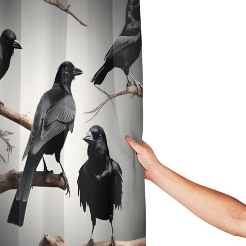Rideau de douche corbeau noir 183x183cm polyester accessoires salle de bain - 5