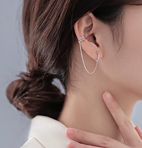 Reffeer Solid 925 Sterling Silver Cuff Chain Earrings Wraps for Women Teens Wrap Earrings Non Piercing Ear Cuffs4