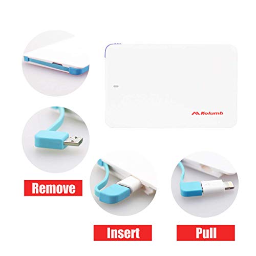 Ultra-Slim Ultra-Portable Ultra-Safe 2500Mah Wallet Pocket Power Card Power Bank, One-For-All External Mini Battery For Most Smart Phone And Digital Devices(White With Lightning Adapter) #TOP5