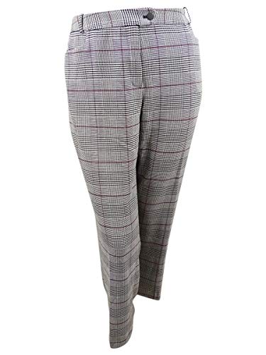 Calvin Klein Womens Plus Plaid Modern Fit Straight Leg Pants B/W 18W