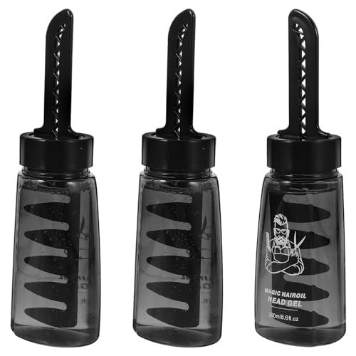 GALPADA Set de 3 Botellas Vacías de Gel para Peinar el Cabello con Aplicador de Peine Tamaño Compacto y Plástico Duradero Adecuado para Peluqueros Masculinos y Estilistas Profesionales