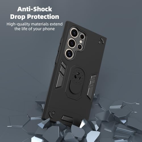 Image of NDCOM for S24 Ultra Cover | Premium Samsung S24 Ultra 5G Mobile Cover | S24 Ultra Case | Ring Holder Case Black