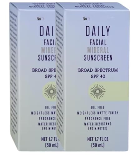 Generic Daily Facial Sunscreen Broad Spectrum SPF40, oil free invisible, gel formula, fragrance free, water + Sweat Resistance (2 pack matte)
