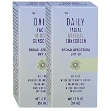Daily Facial Sunscreen Broad Spectrum SPF40, oil free invisible, gel formula, fragrance free, water + Sweat Resistance 2 pack matte