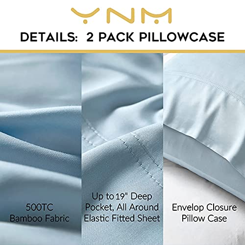 YnM Cooling Pillowcase 2 Pack,King(21''x40''), Light Blue