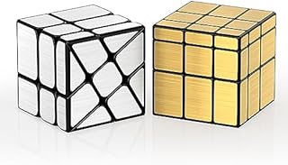 ROXENDA Zestaw Kostek Prędkości, Magiczna Kostka with Silver Mirror Cube i Gold Mirror S Cube, Nieregularna 3x3x3 Kostka Prędkości Twisty Mirror Cube