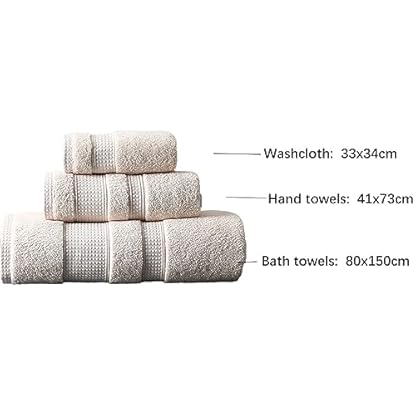 ROLTIN Baumwoll-Badetuch-Set, weiches Handtuch, Baumwoll-Badetuch, großes Dickes Badetuch 150 x 80, Handtuch 70 x 40, quadratisches Handtuch 34 x 34 – Bild 3
