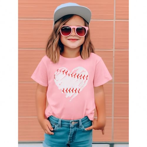 Baseball Shirt for Toddler Boy Girl Baseball Heart Graphic T-Shirt Kids Game Day Short Sleeve Summer Tee Tops3
