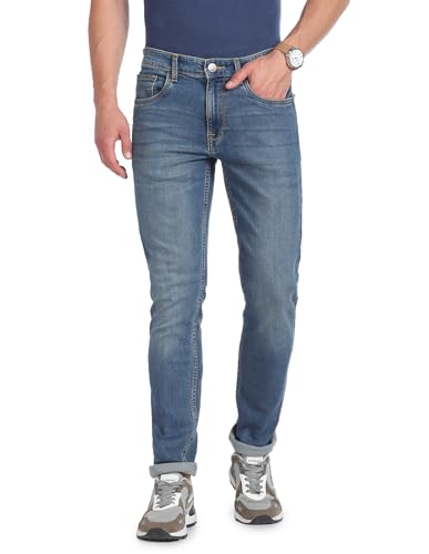 Image of Arvind AD Blue Mid Rise Skinny Fit Jeans