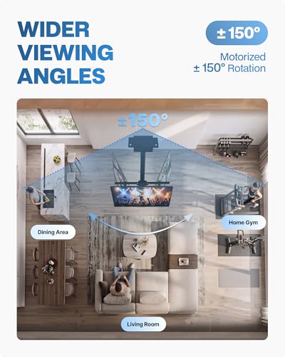 Image of TOPSKY Motorized Ceiling TV Mount with 150 Swivel for 32-85 Inch TVs