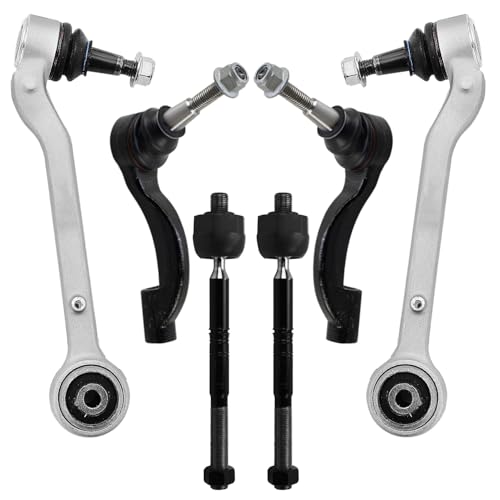 Image of Detroit Axle - RWD Front End Kit for 2013 2014 2015 2016 2017 2018 2019 Cadillac ATS, 2 Lower Rearward Control Arms with Ball Joint 4 Inner Outer Tie Rod End Links Replacement