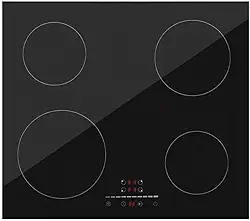 HOMELIFE Fogão Cooktop Indução 4Bocas 60cm Preto, Vidro Cerâmico Chinês, Controle Deslizante - 220-240V