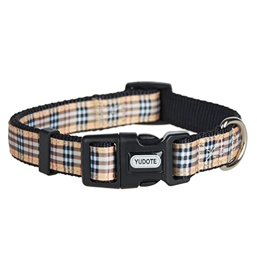YUDOTE Begie Hundehalsband- und Leine, Nylon, kariert, britischer Stil, weich, stark, passendes Set für kleine Rassen, tägliches Spazierengehen