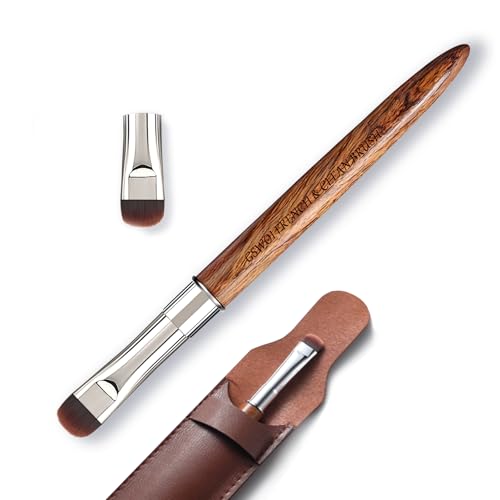 Nail Brush for French Tips and Clean Up | Gel Polish Brush with Wooden Handle & Storage Pouch (French Tip Brush（F18）)