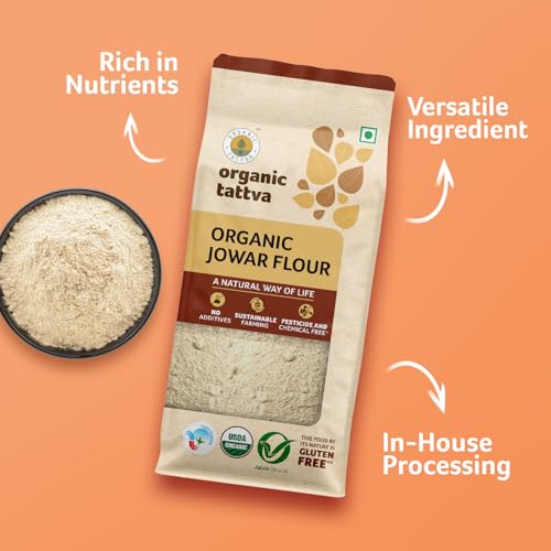 Image of Organic Tattva Jowar Atta - All Natural and Fresh Sorghum Flour (500g, Pouch) | Pure & Organic Jowar Flour for Healthy Cooking