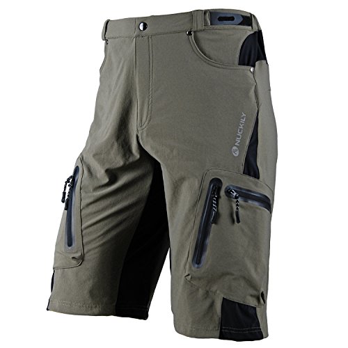 NUCKILY Men's Mountain Bike Biking Shorts Bicycle MTB Shorts Loose Fit Cycling Baggy Lightweight Pants with Zip Pockets
