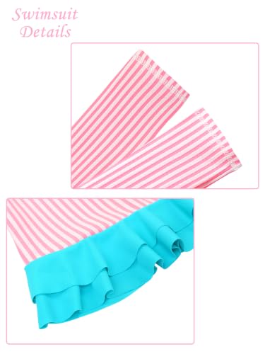 Image of XFGIRLS Girls 2-Piece Swimsuit Long Sleeve Rash Guard Set Toddler 6M-8Y | UPF 50+ blocks 98% UV, Quick-dry, Easy on /off, Bright colors stand out, Machine wash, Breathable, Beach, swim, water park
