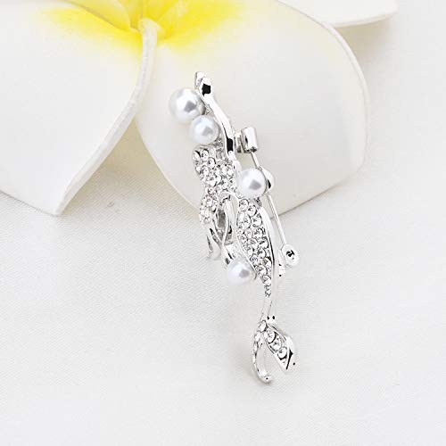 Bobauna Mermaid Pearl Rhinestone Brooch Pins Natural Wedding Party Jewelry Clothes Accessorie For Women Girls (Mermaid Pearl Brooch S) #TOP2