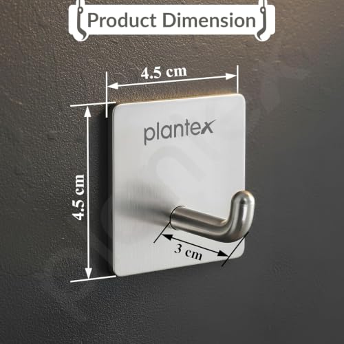 Image of Plantex Bath Towel Hook /Wall Hanging Hook /Self Adhesive Square Robe Hooks for Kitchen /Bathroom /Stylish Home Decor Items - Pack of 2 (Chrome)