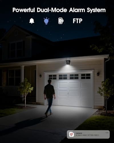Ctronics 5MP 3K &Uuml;berwachungskamera Aussen WLAN, Personen/Auto/Tier-Erkennung, Automatische Verfolgung, Dualband 2,4/5 GHz, 30m Farb-Nachtsicht, Licht- und Tonalarm, 8 Presets, FTP/NVR, 128GB SD/Cloud