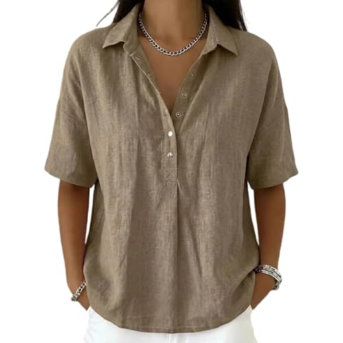 Chemise manches courtes femme ample couleur pure à boutons chic