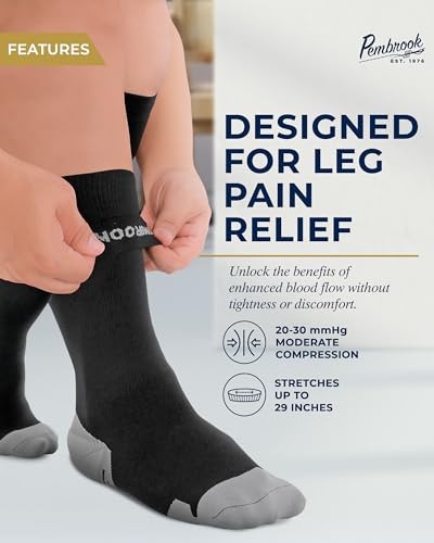 Pembrook Plus Size Compression Socks Wide Calf - Up to 6XL | Black Wide Calf Compression Socks Women | Circulation Support2