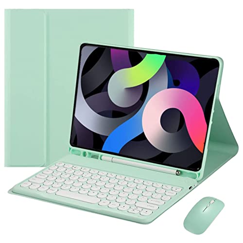 ECYASR Keyboard Case for Samsung Galaxy Tab S6 Lite 10.4 inch 2022/2020, Detachable Bluetooth Keyboard and BT Mouse, Thinn &Light Soft TPU Cover with S Pen Holder, Multi-Angle Stand Viewing,Green