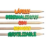 A&A Vita Lápices de Madera Personalizados con Nombre e Impreso en 3D Reutilizables para Regalos Infantiles 10x10 mm