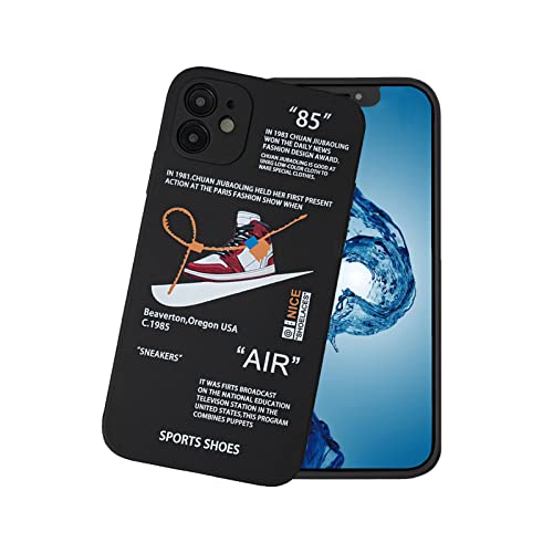 iPhone 12 Case Cool Basketball Shoes Funny Graphics Soft Silicone TPU Protective Case,Sports Shoes Case Fit for iPhone Creative Painted Drawing Black iPhone Case