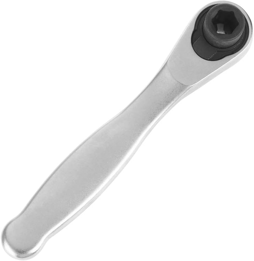 1/4" Ratchet Socket Wrench Screwdriver Hex Torque 72 Teeth Auto Quick Release Socket Wrench Silver&Black Chrome-Vanadium Steel