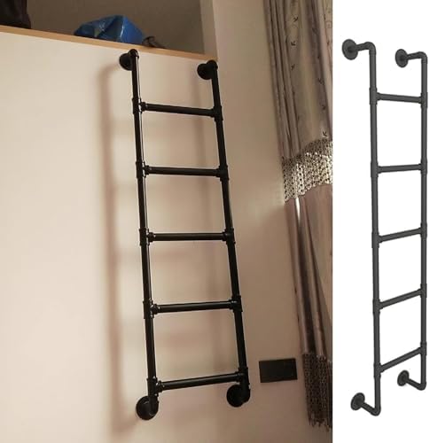 Egress Ladder for Basement & Window Wells, 45-70 Inch Adjustable Wrought Iron Escape Ladder for Attics, Bunk Beds, RVs, Decks & Apartments, Safety & Durability