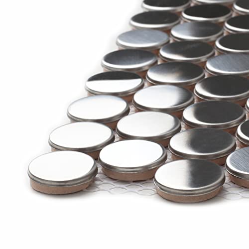 Blujellyfish Silver Penny Round Tile Stainless Steel 3/4" Mosaics For Kitchen Bathroom Accent Wall Backsplash Shower Floor (Box Of 5 Sheets) #TOP2