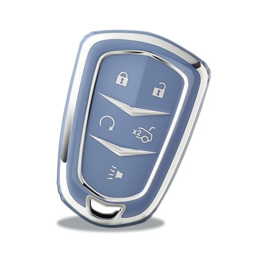 Coque protection clé Cadillac design premium bleu métallisé