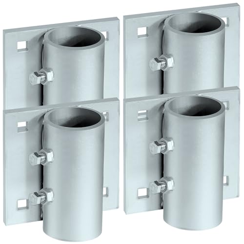 Stationary Dock Side Leg Pipe Holder Dock Brackets Hardware for Posts Dock Pole Pipe Leg Holder Sleeve Heavy Duty 7/16 Hole for 3/8 Carriage Bolt