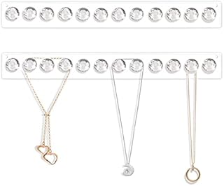 CECOLIC Clear Acrylic Necklaces Holder Wall Mounted Necklace Hangers Hanging Jewelry Organizer with 12 Diamond Shape Hooks - 2 Pack