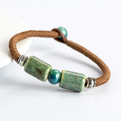 BSNOVT 1 peça de pulseiras de cerâmica Jingdezhen com contas de cerâmica para mulheres Love Boho Env