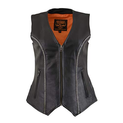 Image of Milwaukee Leather Premium Motorcycle Biker Rider Leather Vest for Women |LKL|ML|MLL|SH