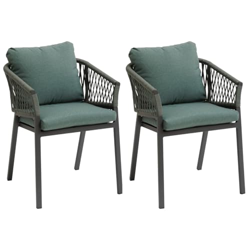 Hespéride - Lot de 2 Fauteuils de Jardin Oriengo Olive et Graphite Anti-Rouille Tissu Déperlant Coussins Déhoussables Mobilier pour Terrasse Balcon